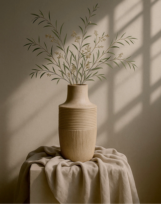 Emilia Textured Wood Vase