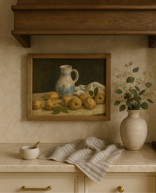 Wood Framed Art, Lemons + Pitcher