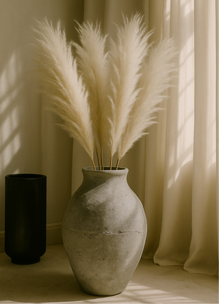 Faux Pampas Grass, Ivory, Set of 2