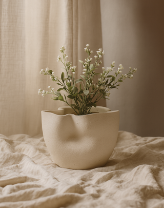 Caledria Ruffled Ceramic Planter, holds 4" pot
