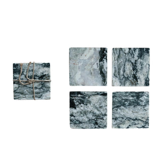 Carrara Marble Coasters, Set of 4