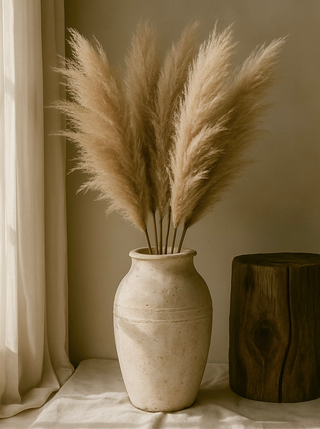 Faux Pampas Grass, Beige, Set of 2