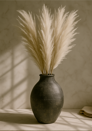 Faux Pampas Grass, Ivory, Set of 2