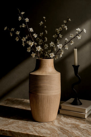 Emilia Textured Wood Vase