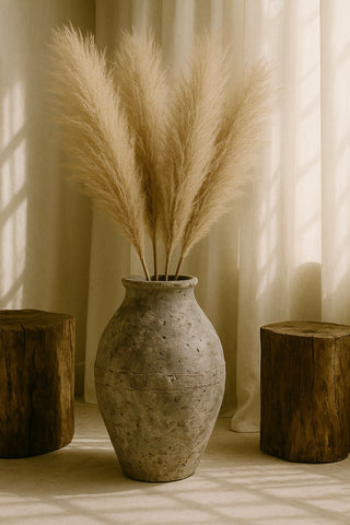 Faux Pampas Grass, Beige, Set of 2