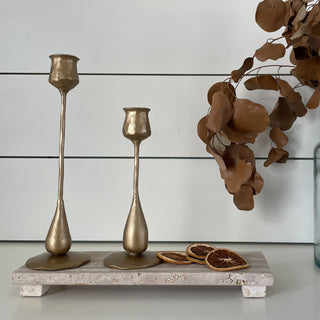 Cora Brass Taper Candle Holders, Set of 2