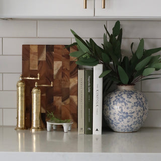 Suar Wood End Grain Butcher Block, with handles