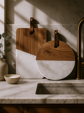 Maison Wood + White Serving Boards