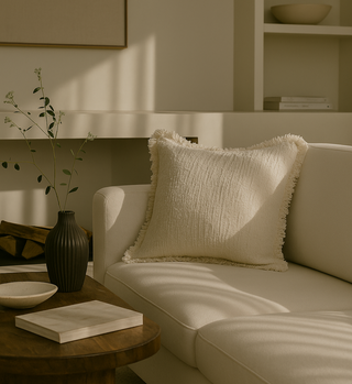 Marseille Pillow, Ivory Bouclé