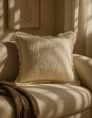 Marseille Pillow, Ivory Bouclé