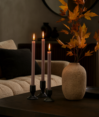 Matte Black Stoneware Taper Holders, Set of 3