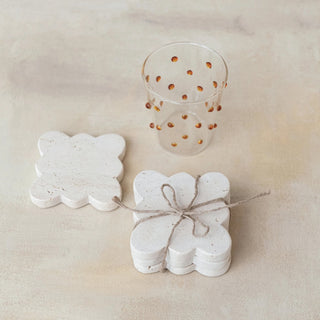 Scalloped Travertine Coasters, Set of 4