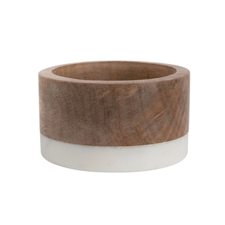 Wood + White Marble Wine Coaster