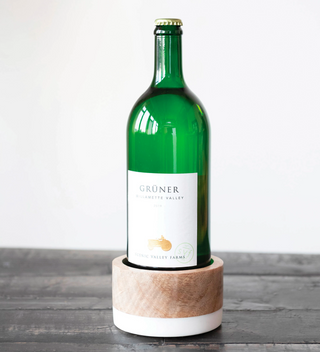 Wood + White Marble Wine Coaster
