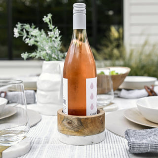 Wood + White Marble Wine Coaster