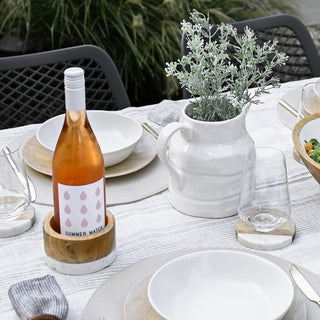 Wood + White Marble Wine Coaster