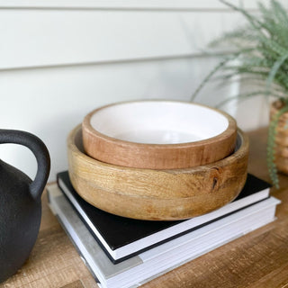 Hayes Wood + White Nesting Bowls, Set of 2
