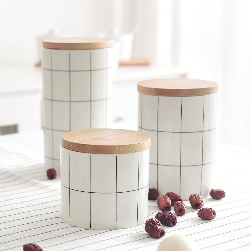 2 Round Stackable Canister Jars, Kitchen Storage, Counter Display