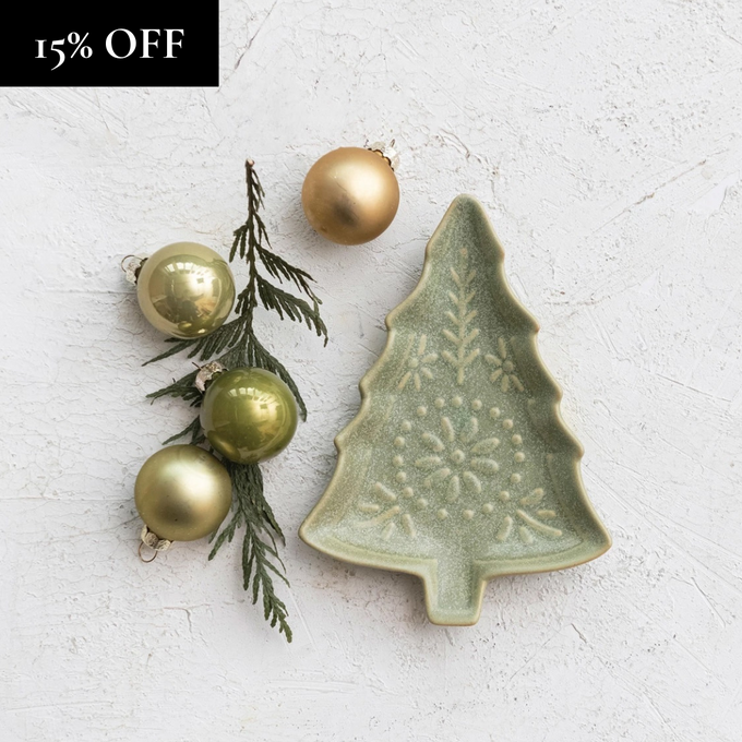 Matte Green Christmas Tree Tray