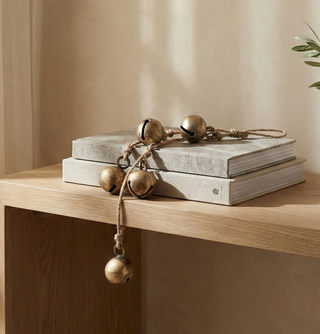 Antique Brass Hanging Bells on Jute Rope