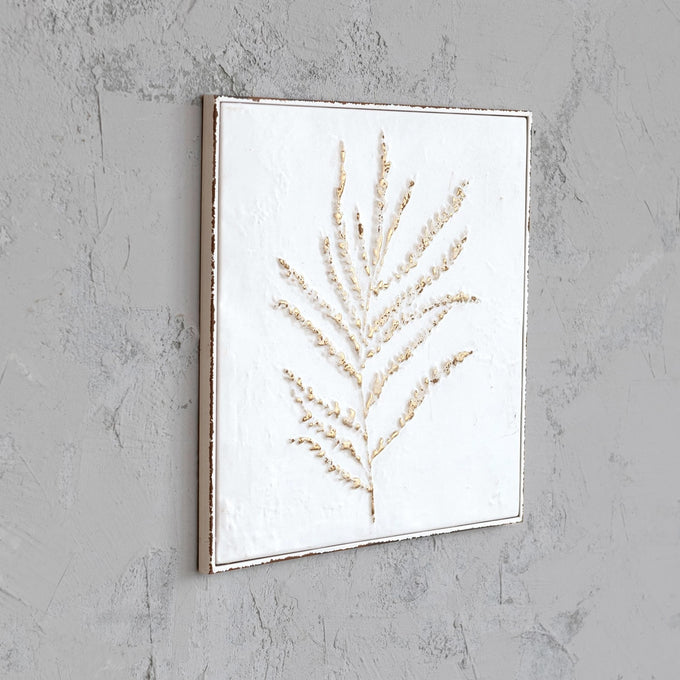 Embossed White + Gold Botanical Wall Art