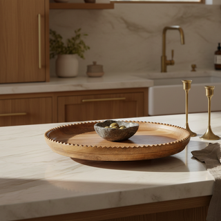 Ayla Wood Lazy Susan, Scalloped Edge