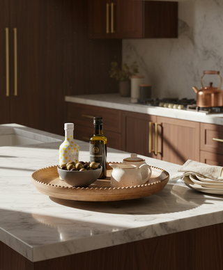 Ayla Wood Lazy Susan, Scalloped Edge