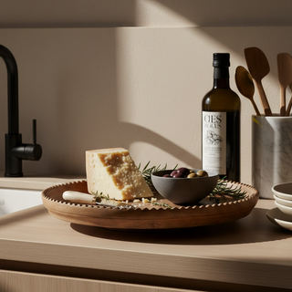 Ayla Wood Lazy Susan, Scalloped Edge