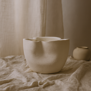 Caledria Ruffled Ceramic Planter, holds 4" pot