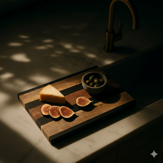 Carver Wood + Black Striped Board