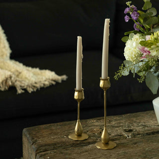 Cora Brass Taper Candle Holders, Set of 2