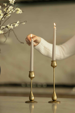 Cora Brass Taper Candle Holders, Set of 2