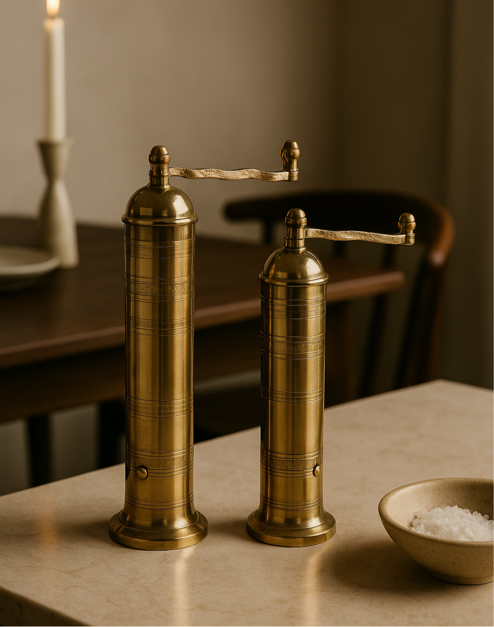 Ophelia Greek Salt + Pepper Mills, Set of 2