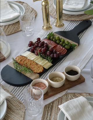 Wood + Stoneware Dip Bowls Serving Set