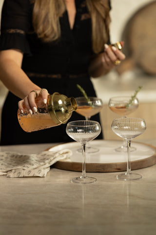 Pink + Gold Glass Hobnail Cocktail Shaker