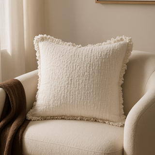 Marseille Pillow, Ivory Bouclé