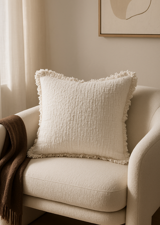 Marseille Pillow, Ivory Bouclé