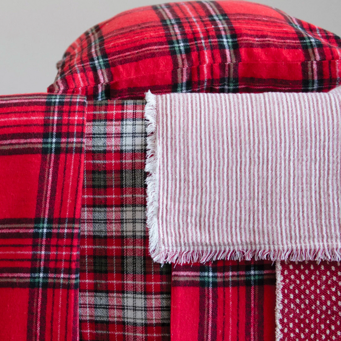 Red + White Striped Table Runner with Fringe