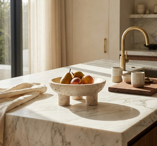 Capri Footed Travertine Tazza - Limited Release