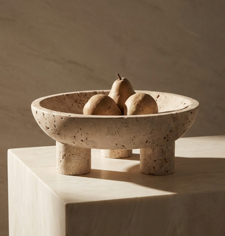 Capri Footed Travertine Tazza - Limited Release