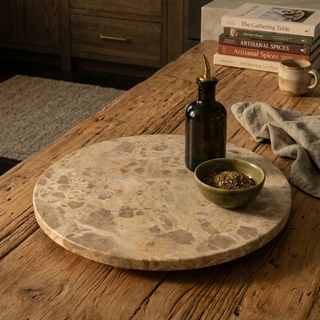 The Pepper + Vetiver Vera marble lazy susan