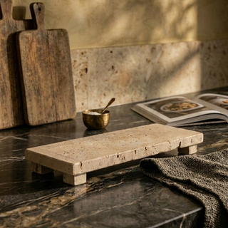 Cojio Footed Travertine Tray