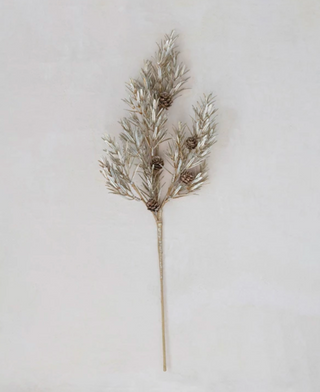 Pine Stems with Pinecones, Gold Finish
