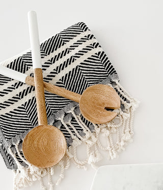 Palmer Wood + White Bowl and Salad Servers (Bundle)