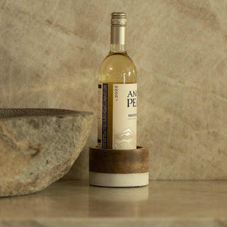 Wood + White Marble Wine Coaster