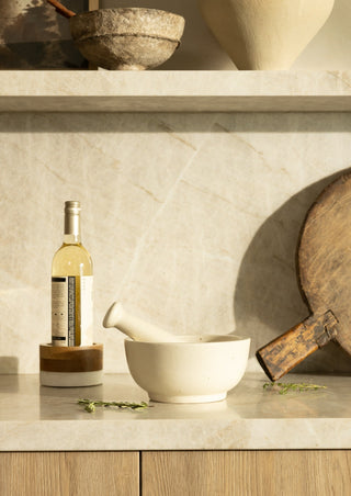 Wood + White Marble Wine Coaster