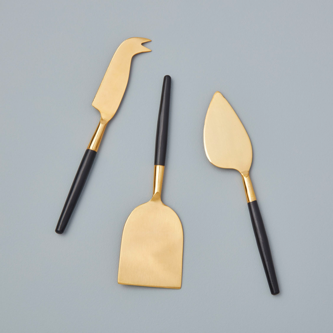 Black + Gold Cheese Servers, Set of 3
