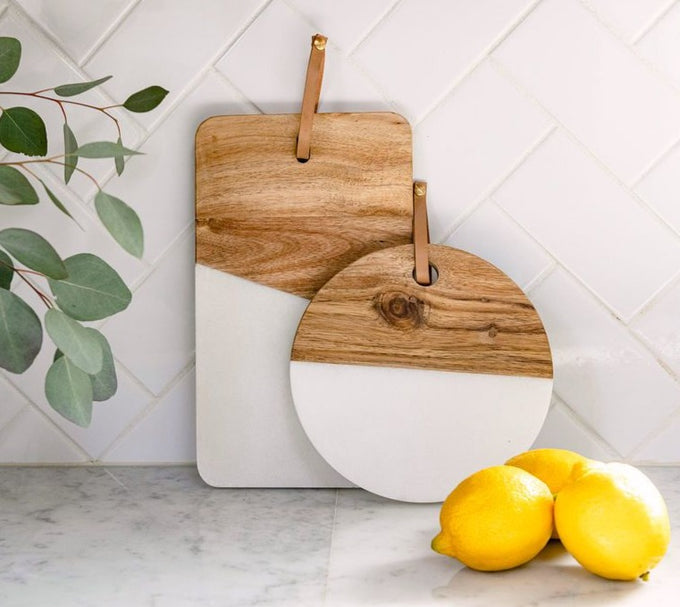 Maison Wood + White Serving Boards