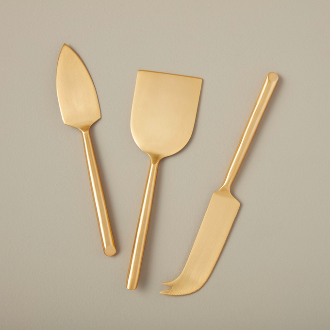 Matte Gold Cheese Servers, Set of 3