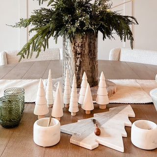 White Wood Glitter Trees, Set of 3